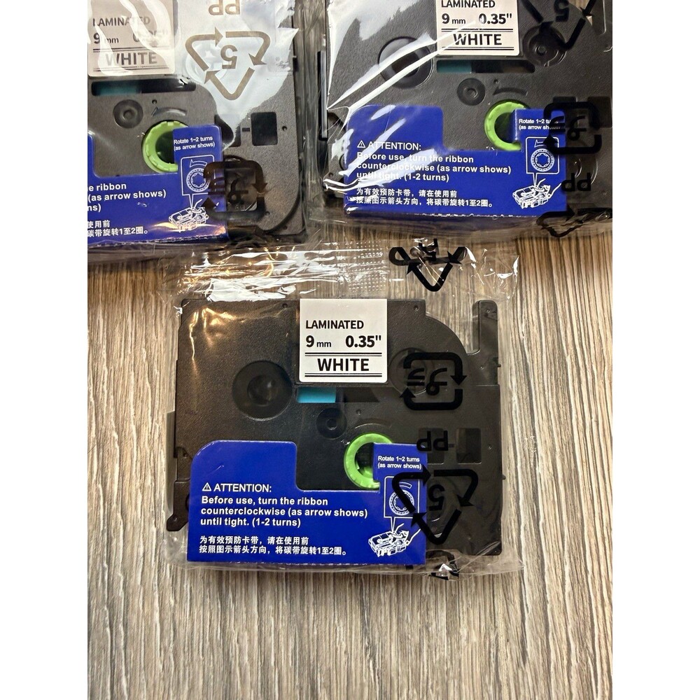 5 Pack TZe-221 Compatible Label Tape 9mm 0.35” Black on White Brother P-Touch